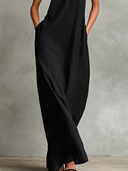 Macarena • Vestido largo negro minimalista