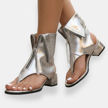 Vittoria | Sandalias metalizadas con cremallera