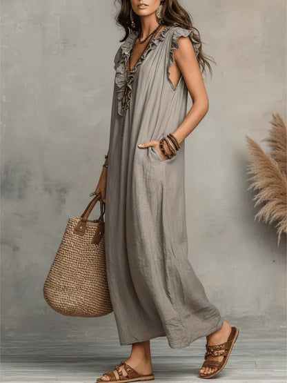 Violeta | Vestido Largo Bohemio de Lino