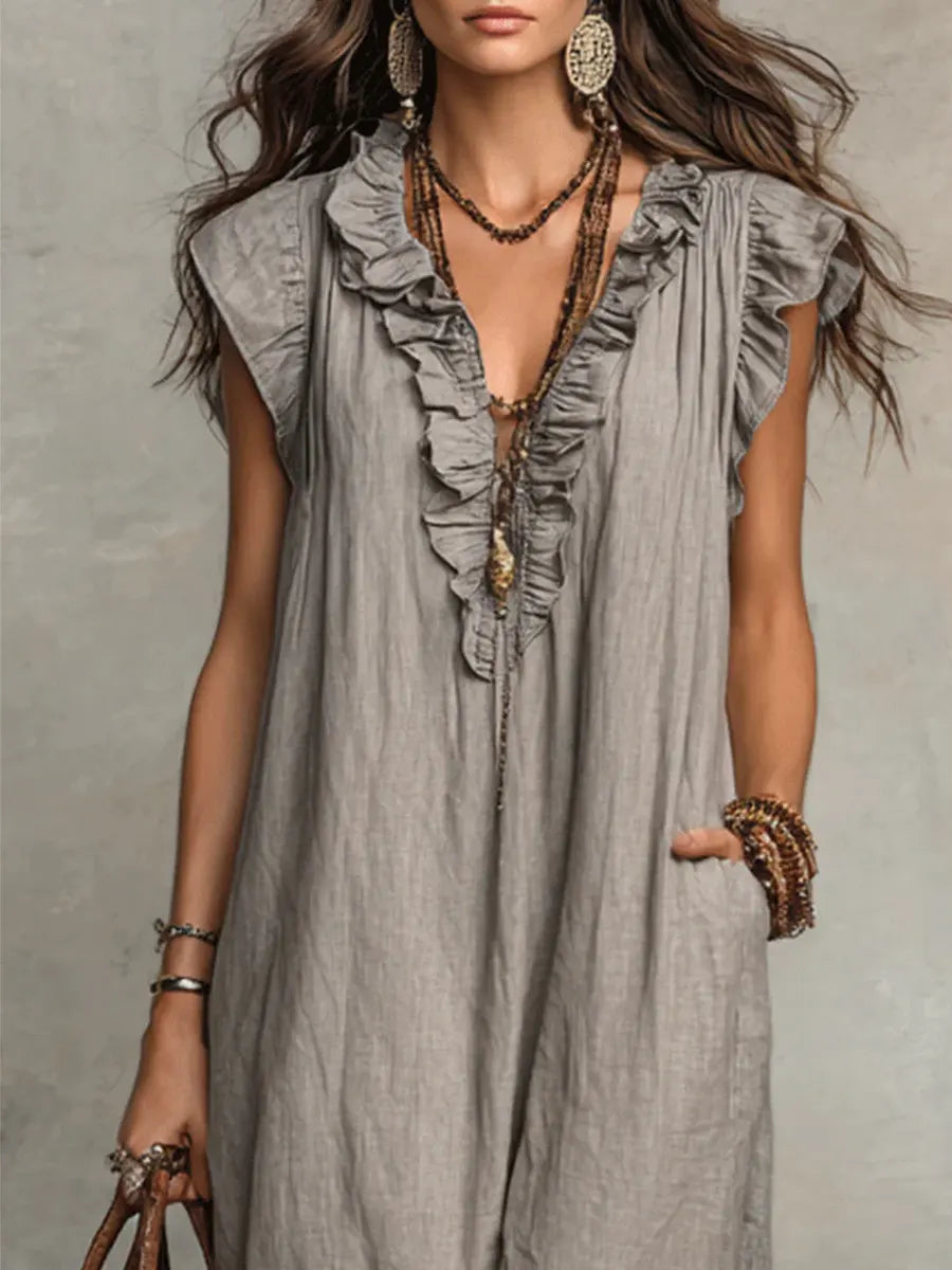 Violeta • Vestido Largo Bohemio de Lino