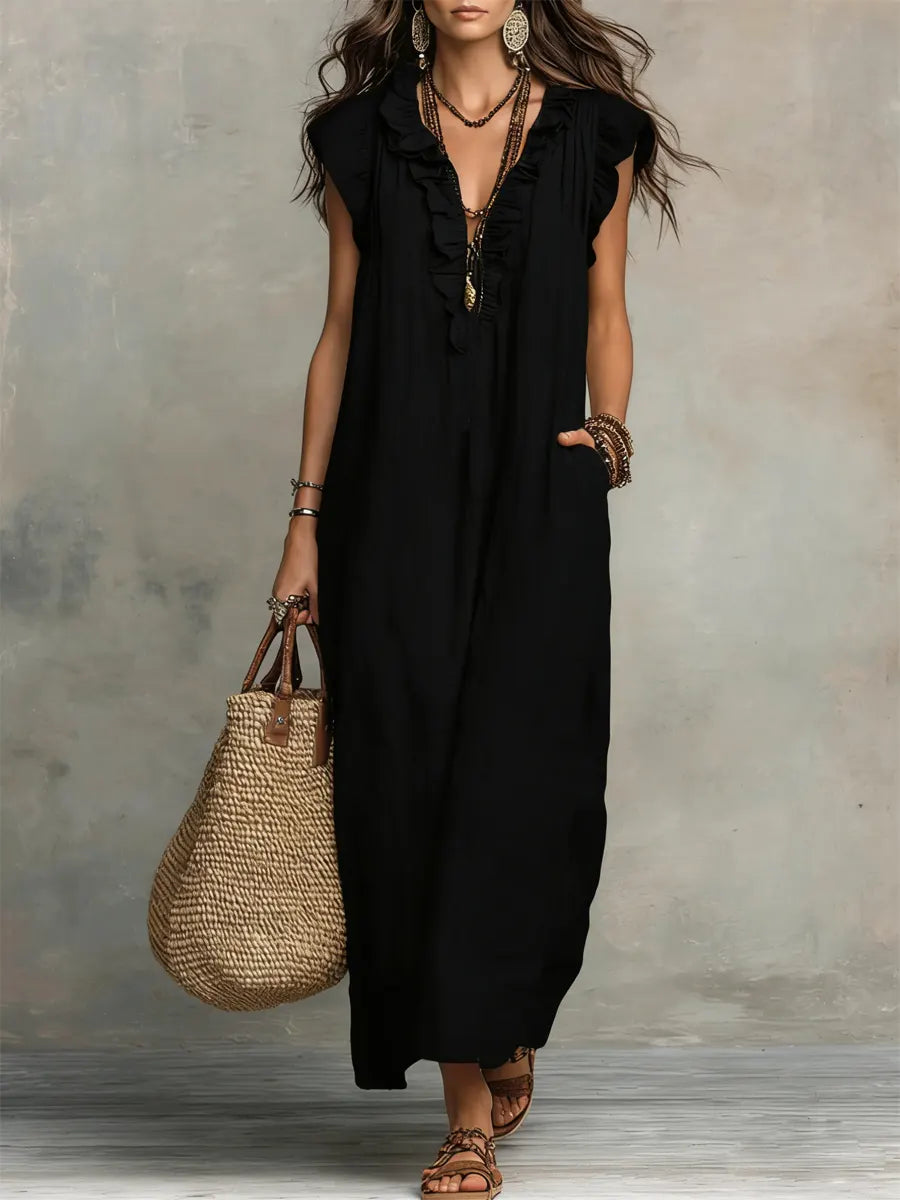 Violeta | Vestido Largo Bohemio de Lino